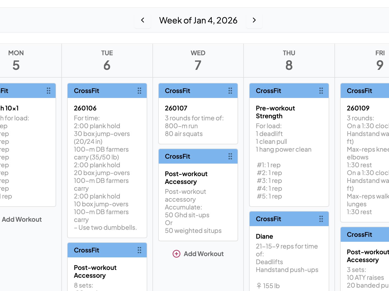 Workout programming and performance tracking software for gyms